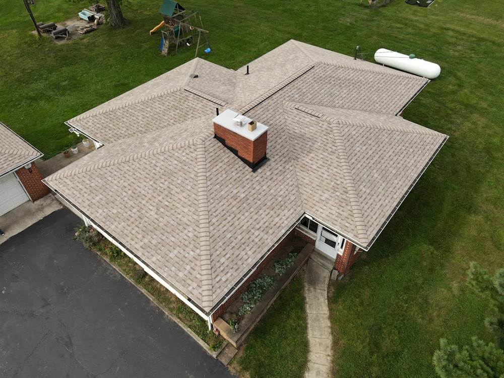 Newly completed roof replacement by our veteran-owned crew