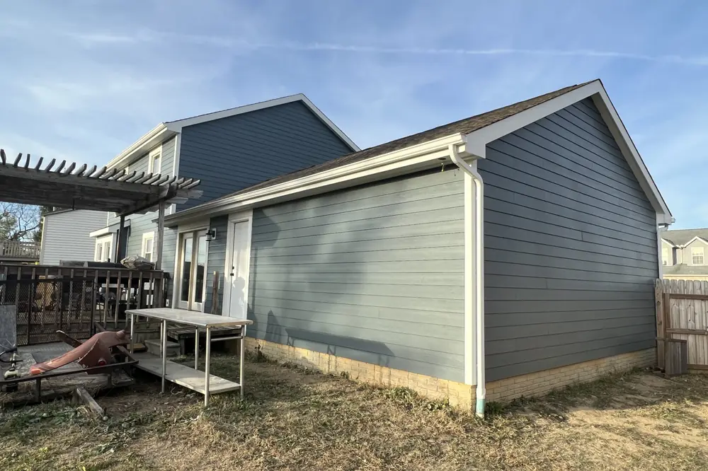 Lap siding and trim on the rear elevation of a Central Ohio home